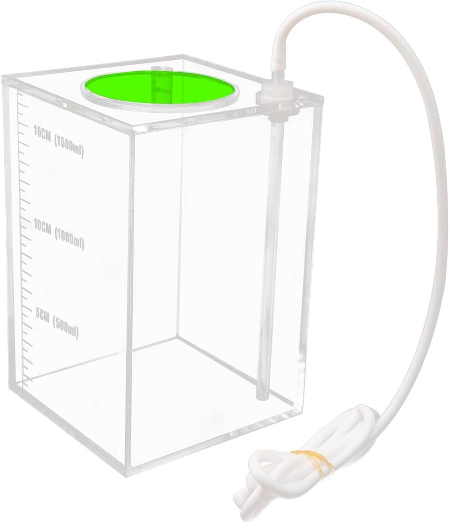 Aquarium Choice Acryli Made Liquid Storage Bucket Dosing Pump Reservoir Container (4.25 * 4.25 * 6.5 Inch;1500ml/1.5LGreen Version)