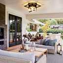 Semi Flush Mount Ceiling Light Fixture, 4 Light Industrial Ceiling Light Fixtures Ceiling Mount Black Farmhouse for Kitchen Lighting Fixtures Ceiling, Bathroom Ceiling Light, Bedroom, Hallway(2 Pack)