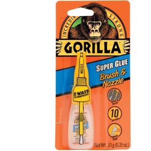 Gorilla Super Glue with Brush & Nozzle Applicator, 10 Gram, Clear, (Pack of 1)