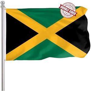 FLGCLUB Jamaica Jamaican Flag 3x5 Ft Outdoor, Heavy Duty 3 Ply Polyster Jamaican National Flags, Double Sided Vibrant Color Jamaica Country Flag Double Stitched Brass Grommets