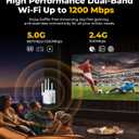 1.2Gbps Dual Band WiFi Extender, EasyMesh Compatible, 12880 Sq.Ft Coverage, WiFi Extender Signal Booster Supports 105 Devices with one Ethernet Port