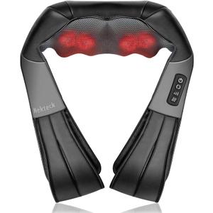 Nekteck Shiatsu Neck Massager for Pain Relief Deep Tissue with Heat, 3D Kneading Massage Pillow Back Shoulder Massagerfor Body Muscle, Plugin Use for Home Office Car, Gifts for Mom Dad Him Her