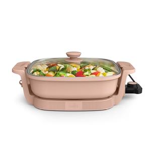 Bella Make & Take Electric Skillet, Fits-anywhere™ kitchenware, EverGood™ Ceramic Coating, Adjustable Temperature & Dishwasher-Safe Tempered Glass Lid, Cast Aluminum Base, 1200 Watt, Blossom