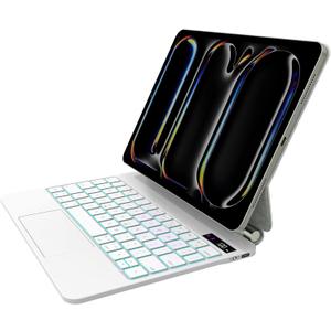 Keyboard Case for iPad Pro 11 inch (2025 M5 / 2024 M4) | Magic Keyboard with Trackpad, Easy-Set Magnetic Stand, 7-Color Backlit, Auto Sleep/Wake up, iPad Floating Keyboard