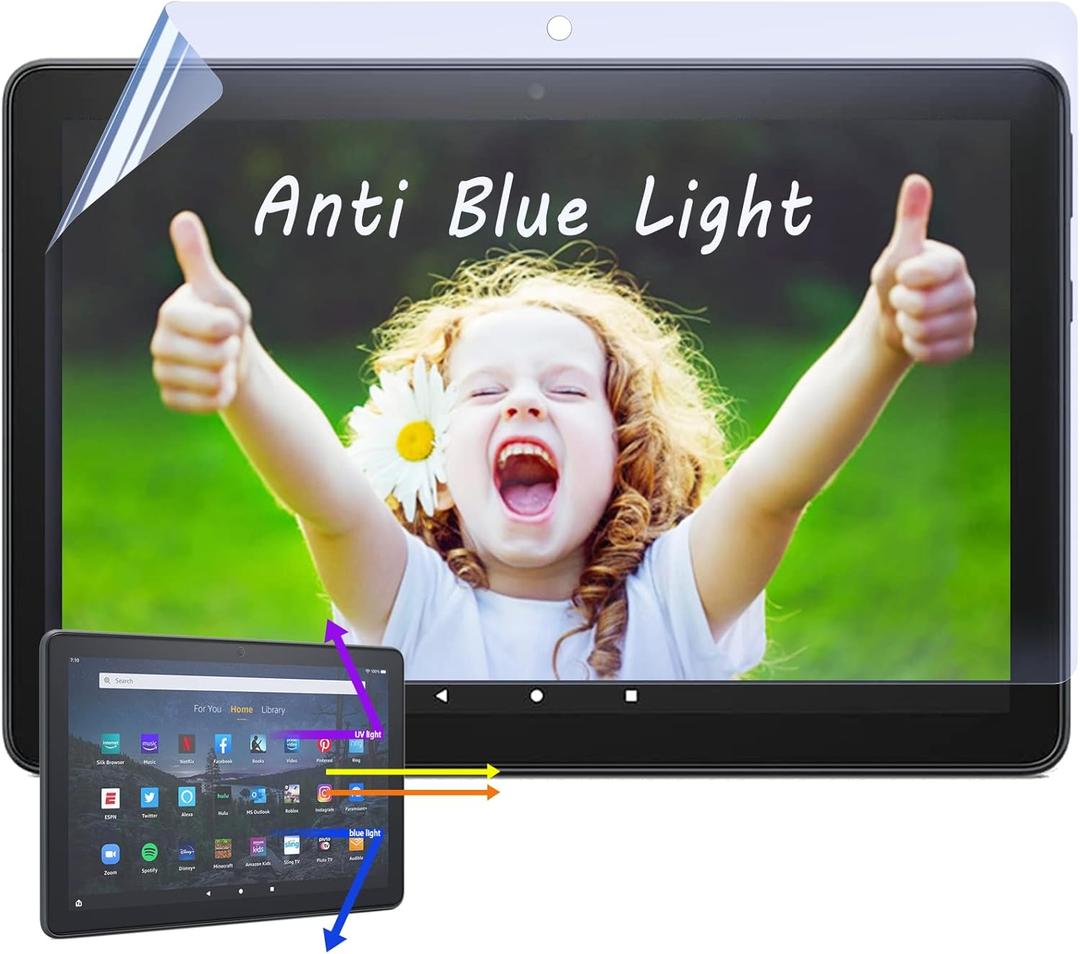 IPROKKO Anti-Blue Light Screen Protector (2 Pack) for All-New Fire HD 8/8 Plus/Kids (12th/10th Gen), Anti-Glare HD Clear Shield PET Film