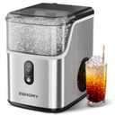 EUHOMY Nugget Ice Makers Countertop, Pebble Ice Maker Machine with 34lbs/24H Soft Ice, Self-Cleaning Sonic Ice Maker with Ice Scoop&Basket, Pellet Ice Maker for Home/Kitchen/Office(Stainless Steels) (Silver)