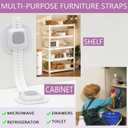 No Drill Furniture Anchor, Anti-tip and Adjustable Strap for Baby Proofing, 3M Adhesive Multi-Purpose for Furniture, 2 Pack