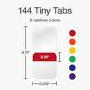 Redi-Tag Tiny Tabs, 144 Pack, Durable Page Markers for Organizing, Mini Flags for Highlighting Notes, Books and Documents, Permanent Adhesive, 6 Rainbow Colors, 0.375 x 0.375 inches (1016713)