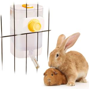 Oncpcare 24oz Rabbit Water Dispenser No Drip for Cage, Hanging Automatic Guinea Pig Water Bottle Large Small Aniaml Cage Accessories for Ferret Guinea Pig Rat Rabbit (White)