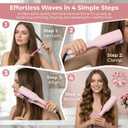 Hair Crimper for Womens Beach Waves Pink Deep Waver Curling Iron, 1.25-Inch Ionic Ceramic Hair Tool with Four Temperature Settings, Easy to Use for Long/Short HairPink