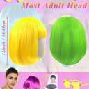 LOHO MAGICA 6 Pack Colored Wigs, Funky Colorful Wigs, Short Bob Hair Wig, Neon Party Wigs with Rimless Heart Sunglasses