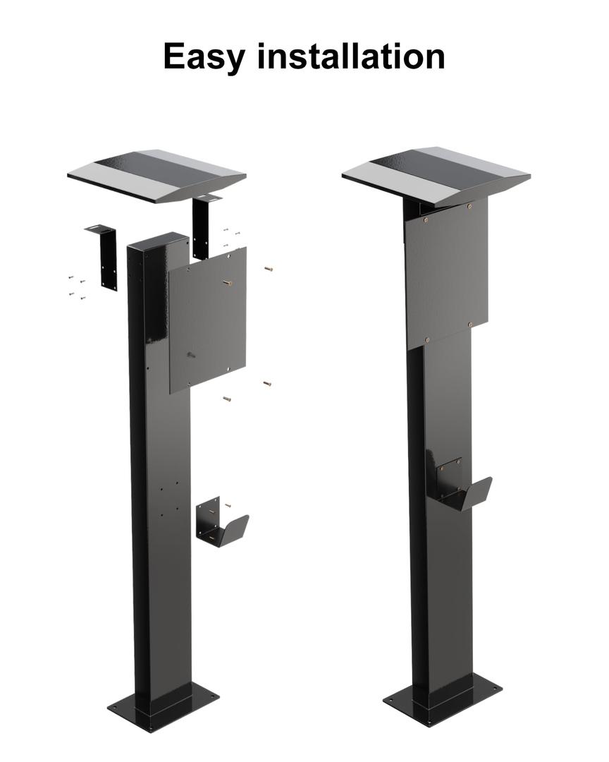 EV Charger Pedestal, Outdoor Electric Vehicle Charger Stand, Freestanding Charging Station Stand Accessory, Corrosion Resistant, Galvanized Steel, for All Level 2 Chargers