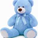 36 inch Big Blue Teddy Bear Cute Stuffed Bear Plush Toy Giant Stuffed Animal for Girlfriend Kids Girls Gifts Christmas Valentine's Day Birthday Baby Shower Decorations