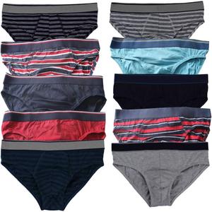 Nightaste Men's Cotton Underwear Hip Briefs 5-Pack Classic Stretch Bulge Pouch Bikini Undies with Assorted Solid Color Stripe (Large)