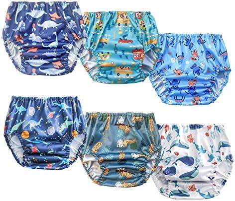 BISENKID 6 Packs Waterproof Plastic Underwear for Toddlers Potty Training Good Elastic Plastic Diaper Covers for Potty Training Pants and Cloth Diaper Boys 5t
