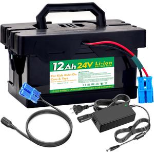 24V 12Ah Battery with Charger for Ride-On Cars & Toys, Compatible with Dynacraft Realtree 24V UTVs (Li-ion Battery)
