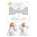 SwaddleDesigns Transitional Swaddle Sack, Arms Up Half-Length Sleeves & Mitten Cuffs, Swaddle for Newborn Transition to Baby Sleep Sack Wearable Blanket, 3-6 Month, 14-21 lb, Gray with Striped Trim