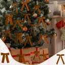 30 Pcs Christmas Velvet Ribbon Bows 6.7 Inches Vintage Xmas Tree Bow Decorations for Gifts Christmas Tree Wreath Home Door Cabinets Furniture Kitchen Party Decor(Brown)