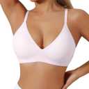 Deep V Neck Wirefree Bra for Women Seamless Bralette Soft Sleeping Wireless Push Up Bras for Women Lavender S (S)