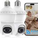 Light Bulb Security Camera, 2.4G/ 5GHz WiFi 2K Security Cameras Wireless Outdoor, Bulb Cameras for Home Security, AI Human Detection and Alarm, 2 Way Talk, Color Night Vision, Compatible with Alexa 2PCS