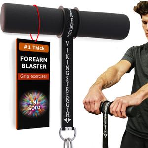 Vikingstrength Forearm Strengthener with Patented Thick Handles - Wrist Roller for Forearm Exercise, Grip Strength and Injury Prevention