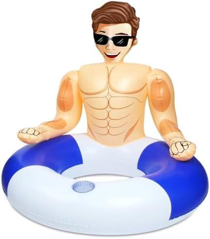 Silph PLC Pool Float, Inflatable Swim Ring with Cup Holder for Party, Pool Toys for Adult/Kids Relaxing & Pool Hunk Ring for Lifeguard