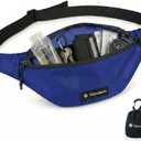 Vavabox Extremely Lightweight Running Belt for Men Women, Fanny Pack Travel Bum Bag with 2 Zippers, Water-Resistant Waist Bag for Running Walking Hiking (Dark Blue)
