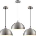 Brushed Nickel Pendant Light Kitchen Island 3 Pack, 11.8" Farmhouse Pendant Lights,Dome Pendant Light for Bedroom Dining Room Sink Hallway Foyer Barn Cafe