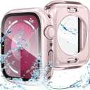 Goton 2 in 1 Waterproof Case for Apple Watch Screen Protector Series 6/5/4, SE 3/2/1 40mm, 360 Protective Glass Face Cover Hard Bumper + Back Frame for iWatch Accessories 40 mm (Original Pink)