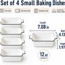12 Oz Casserole Dish, Ceramic Baking Dishes Sets of 4, Small Casserole Dish with Handle, Porcelain Bakeware Sets, 5" Rectangular Baking Serving Dish for Casserole, Cakes, Dishwasher Oven Safe
