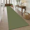 KOZYFLY 3x20 Runners Rugs for Hallway, Extra Long Washable Runner Rug, Non Slip Rubber Backed Kitchen Runner, Cotton Entryway Rug, Floor Carpet for Entry, Aisle, Hall, Olive Green/Earthy Green