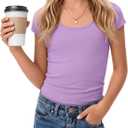 Oakgarden Girl's T-Shirts Summer Tops Teen Cap Sleeve Shirts Kids Scoop Neck Fitted Cute Casual Basic Tees 5-14 Y
