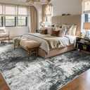 RUUGME 9X12 Abstract Area Rug:Large Washable Living Room Rug Indoor Non Slip Low Pile Carpet for Bedroom Soft Foldable Stain Resistant Distressed Thin Rug for Dining Room Kitchen 9X12 Black A