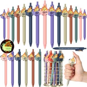 Sayglossy 12 Pcs Dumpster Fire Gifts Bulk 911 Dispatcher Appreciation Gift Funny Luminous Dumpster Fire Ballpoint Pens Emotional Support for Volunteer Coworker Employee Office Team Desk Accessories