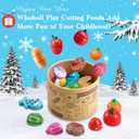 WHOHOLL 43 Pcs Wooden Play Food for Kids Play Kitchen Accessories Playset with Basket, Pretend Cutting Food Toys for 3 4 5 6 Year Old, Vegetables Fruits Toys Christmas Birthday Gifts for Girls Boys