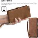 Simicoo Pixel 8 Pro Wallet case, Pixel 8 Pro Flip Leather case Card Slots Holder Zipper Purse Detachable Magnetic Cover Hand Strap Cash Pocket Pouch Wallet for Woman Man (Brown)