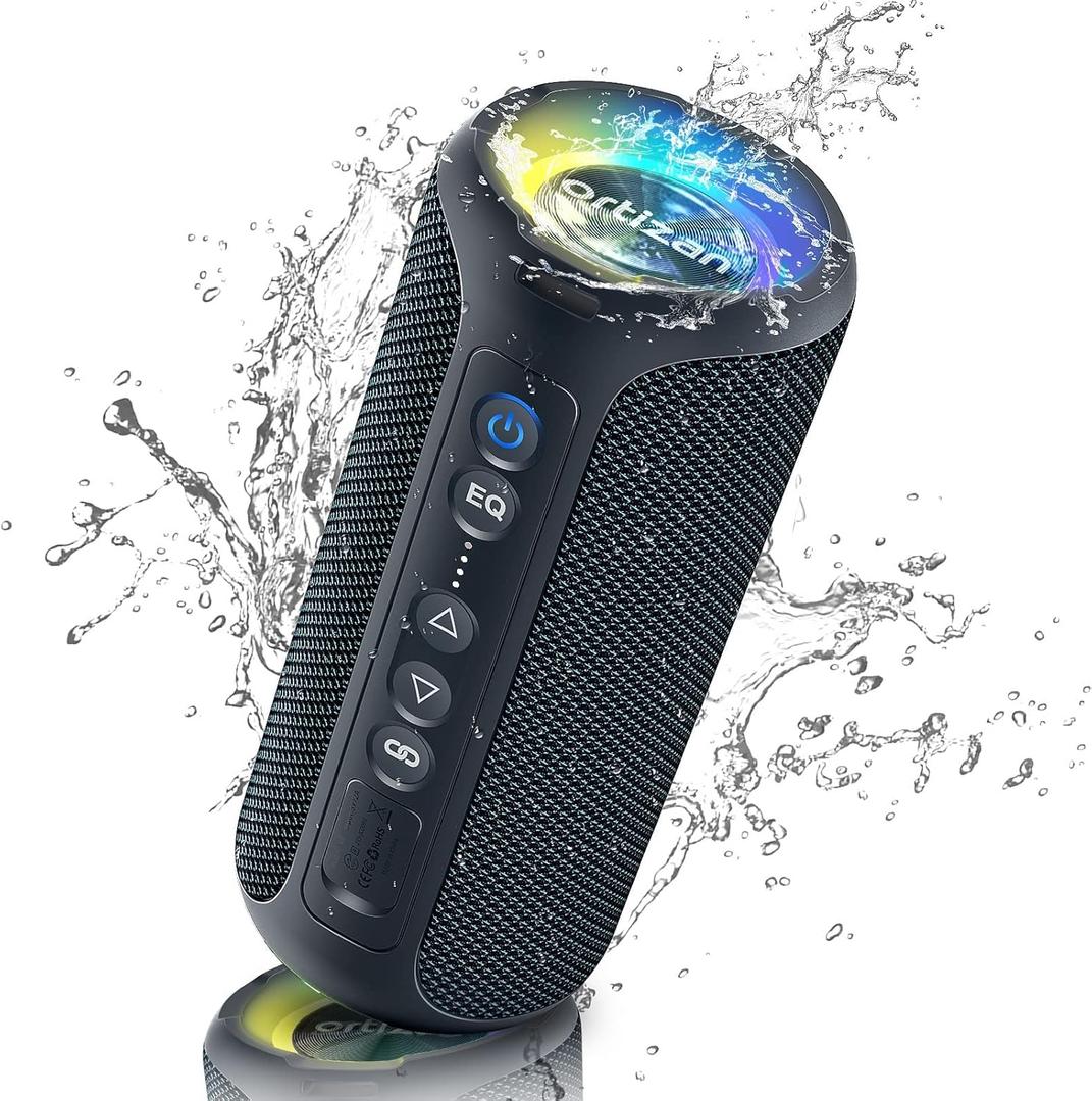 Ortizan Portable Bluetooth Speaker (2nd Gen), 40W powerful sound and deep bass, IPX7 waterproof, 30 hours of playtime, TWS for 2 speakers pairing for home, outdoor and travel - Electronics gift, Black (Navy)