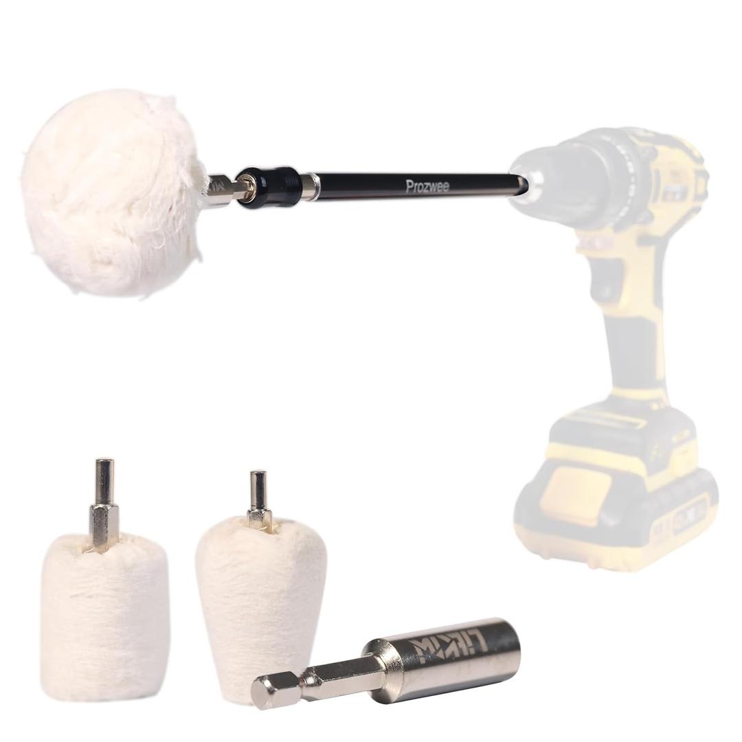 Buffing Pad Polishing Wheel Kits,with 1/4" Hex Shank & 1/4" Extend Bar Which can Hold and Stabilize,Wheel Shaped Polishing Tool for Metal Aluminum,Stainless Steel,Chrome,etc
