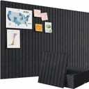 Large Splicing Felt Bulletin Board Cork Board Alternative 48" x 36" Felt Pin Board for Home Office Classroom Wall Decor Felt Wall Panel with Pushpins Adhesive Tabs(Fine-Stripe 12 Pack, Black)