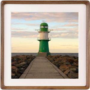 Natural 8x8 Picture Frames Wood with 6x6 Mat,Square Wall Photo Frames 8 x 8 Made of Solid Walnut Wood for Tabletop Gallery Wall Hanging