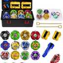 Wotean Gyro Battling Set, 12 Spinning Tops, 3 Launchers 1 Grip 3 Middle Rings and 4 Bases, with Storage Box, Kids Toys Birthday Gift Ideal for 6+ Years Old Boys,A