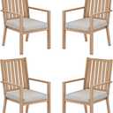 RoyalCraft Patio Dining Chair Set of 4, Aluminum Outdoor Dining Chairs with Waterproof Cushions, Metal Outdoor Patio Furniture Seating for Porch, Balcony, Deck, Backyard, Light Wood Color