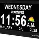 TROCOTN Dementia Clocks, Large Display Calendar Alarm Clock with Auto DST for Seniors, 5 Display Modes Large Font Digital Clock with Custom Alarms Day Date Clocks. (10 Inch Black)