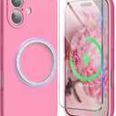 SURPHY Case for iPhone 17 Case with Screen Protector (6.3 inch 2025), Compatible with MagSafe, Liquid Silicone 17 Phone Cases Whit Soft Microfiber Lining, Pink