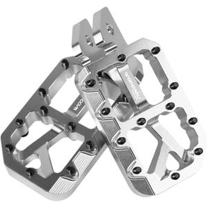 Dirt Bike Foot Pegs for Ebike Surron Light Bee X S, Color Prickly Peg,Motorcycle Aluminum Alloy Pedal for Segway X160 X260/Talaria X3 X4/E Ride PRO SS,Silver Body with Black Spikes