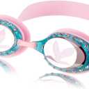 Sporti Unisex Junior Swimming Goggles, Swim Goggles for Kids, Safety for Pool, Beach, Anti Fog UV Protection, Variety Designs (Silver Mirror/Pink Lens/Pink Frame)
