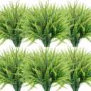 12 Bundles Artificial Plants, Fake Boston Fern Greenery Outdoor UV Resistant No Fade Faux Plastic Plants Garden Porch Window Box Decorating