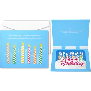 5 x Animated Greeting Card with dynamic pic inside, 6.1 * 4.8in Individual Handmade Happy Birthday Greeting Card, Colorful Candles style,with Envelope & Printed Message Inside
