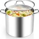 Homikit 20 Quart Soup Pot with Lid, Large Stainless Steel Stock Pot with Double Handles, Heavy Duty Cookware Induction Stockpot for Canning Steaming Simmering, Compatible All Cooktops, Dishwasher Safe, 20QT