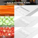 Mandoline Slicer Vegetable Chopper, Fruit Slicer, Cheese Grater & Potato Cutter with 6 Blades, Easy Kitchen Tool, White